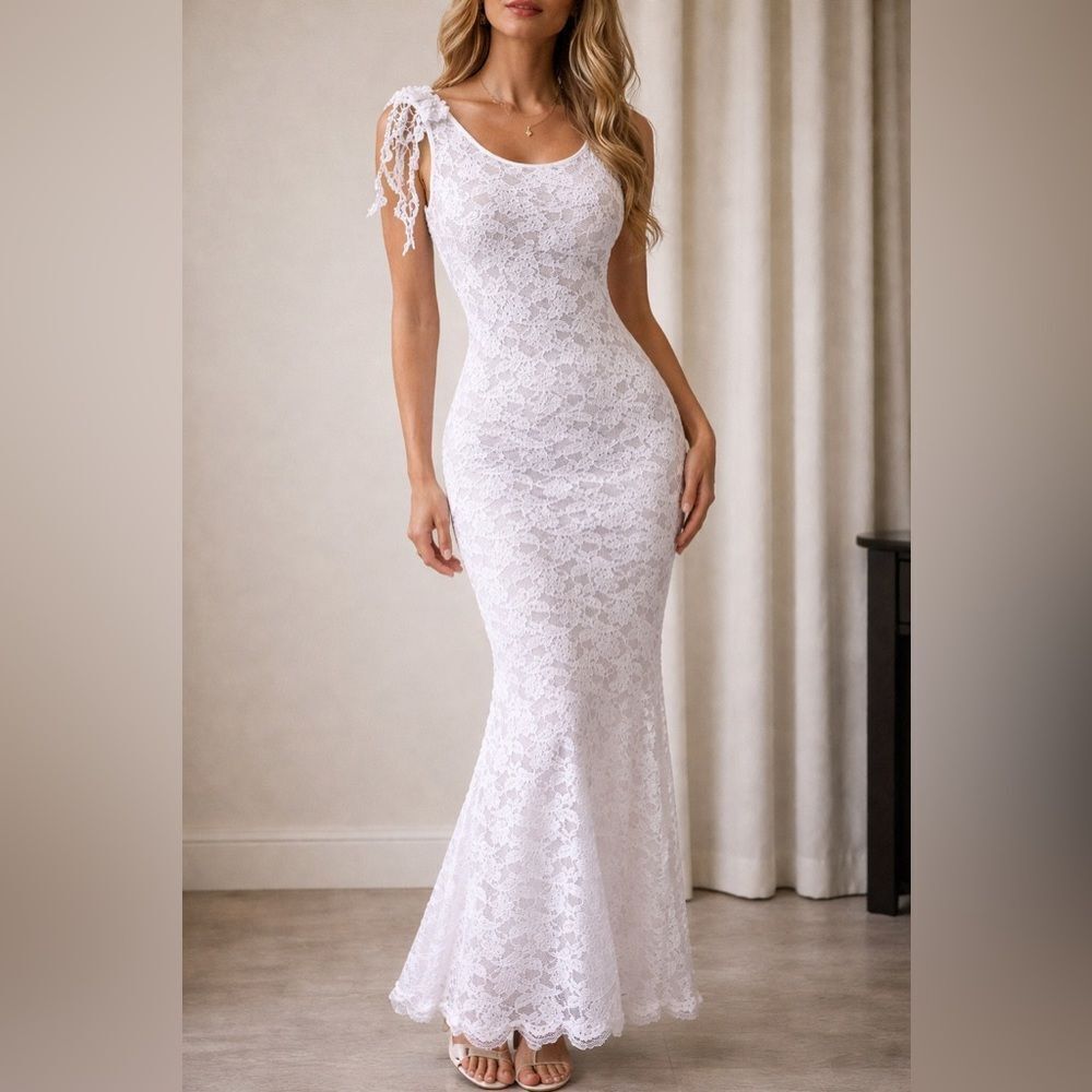 VTG Design By Faris Made In USA Mermaid Sheer Bride Wedding Dress
